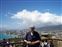 Here I am at the top.  The summit was used as a military lookout prior to the invention of radar.  That's a lookout bunker behind me.